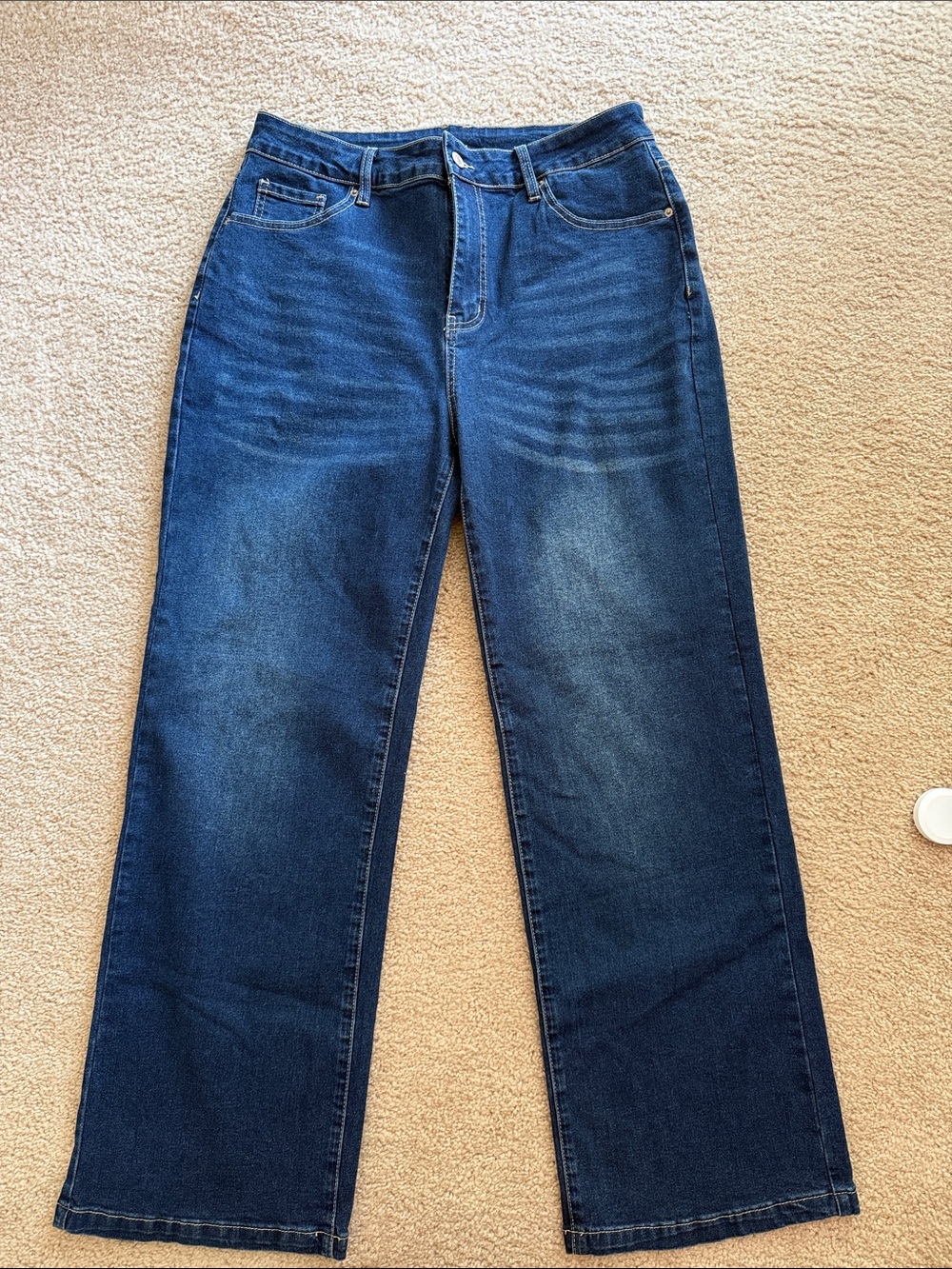 Classic Wide-Leg Dark Blue Jeans